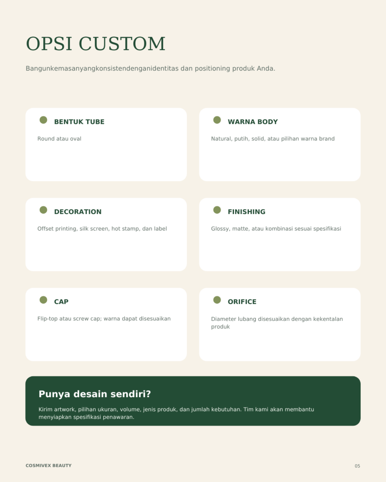 Pilihan custom design soft tube Cosmivex
